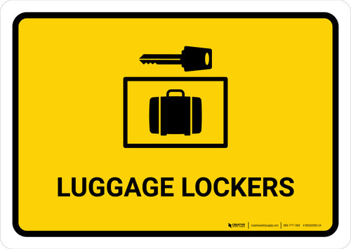 Luggage Lockers Yellow Landscape - Wall Sign