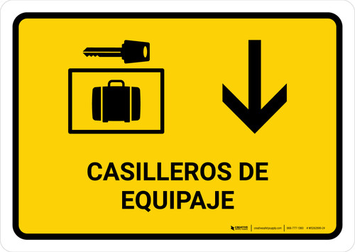 Luggage Lockers With Down Arrow Yellow Spanish Landscape - Wall Sign