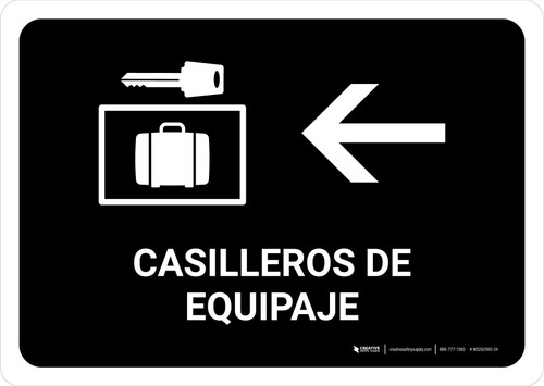 Luggage Lockers With Left Arrow Black Spanish Landscape - Wall Sign