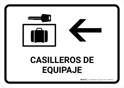 Luggage Lockers With Left Arrow White Spanish Landscape - Wall Sign