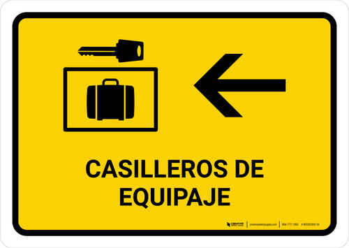Luggage Lockers With Left Arrow Yellow Spanish Landscape - Wall Sign