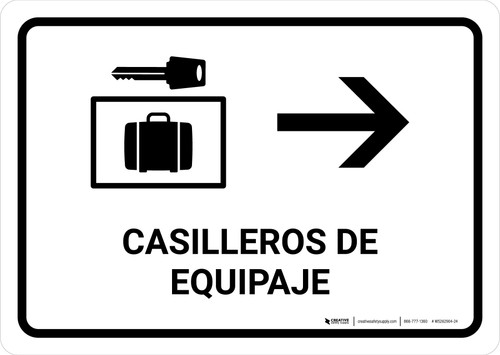 Luggage Lockers With Right Arrow White Spanish Landscape - Wall Sign