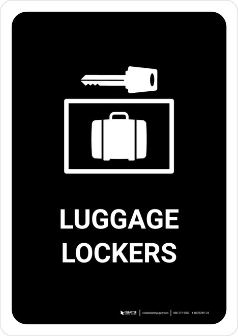Luggage Lockers Black Portrait - Wall Sign