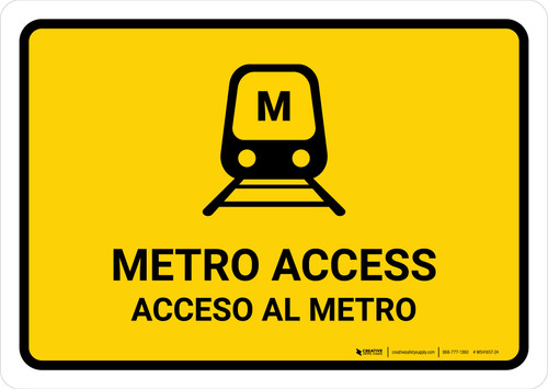 Metro Access Yellow Bilingual Spanish Landscape - Wall Sign