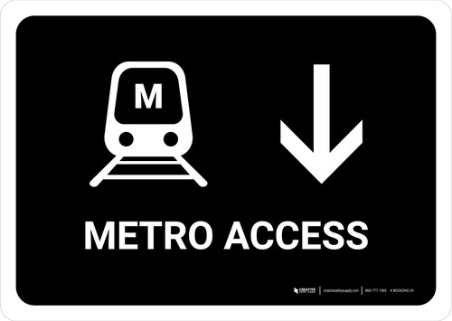 Metro Access With Down Arrow Black Landscape - Wall Sign