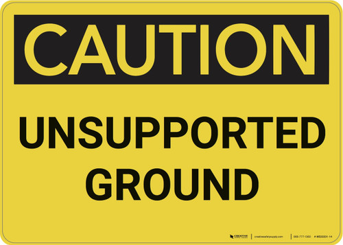 Caution: Unsupported Ground - Wall Sign
