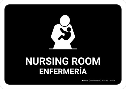 Nursing Room Black Bilingual Spanish Landscape - Wall Sign
