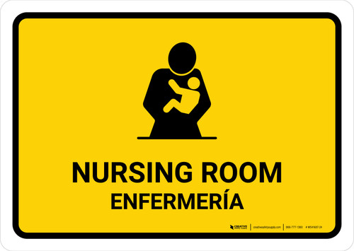 Nursing Room Yellow Bilingual Spanish Landscape - Wall Sign