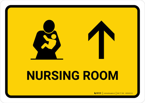 Nursing Room With Up Arrow Yellow Landscape - Wall Sign