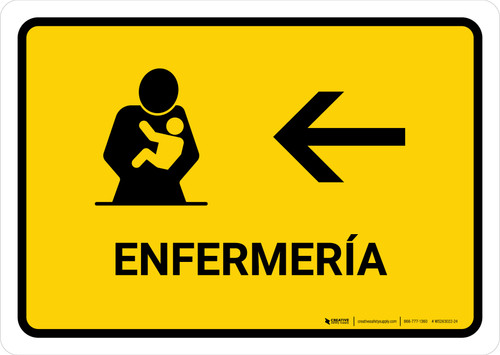 Nursing Room With Left Arrow Yellow Spanish Landscape - Wall Sign