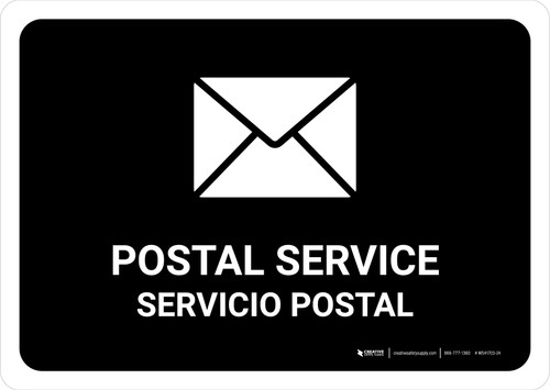 Postal Service Black Bilingual Spanish Landscape - Wall Sign