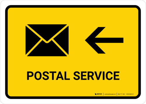 Postal Service With Left Arrow Yellow Landscape - Wall Sign