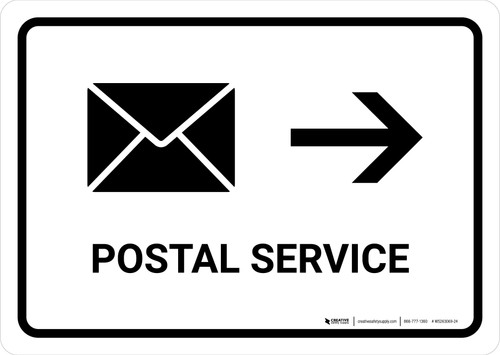 Postal Service With Right Arrow White Landscape - Wall Sign