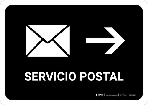 Postal Service With Right Arrow Black Spanish Landscape - Wall Sign