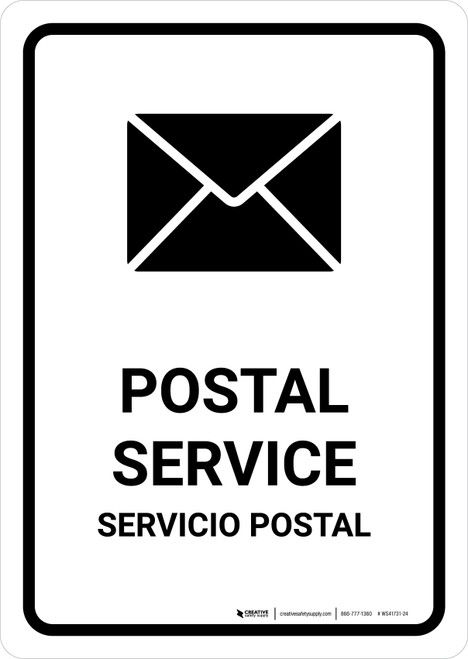 Postal Service White Bilingual Spanish Portrait - Wall Sign