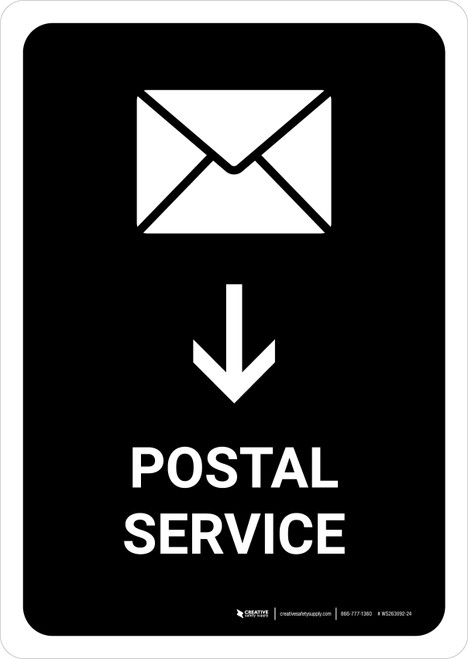 Postal Service With Down Arrow Black Portrait - Wall Sign