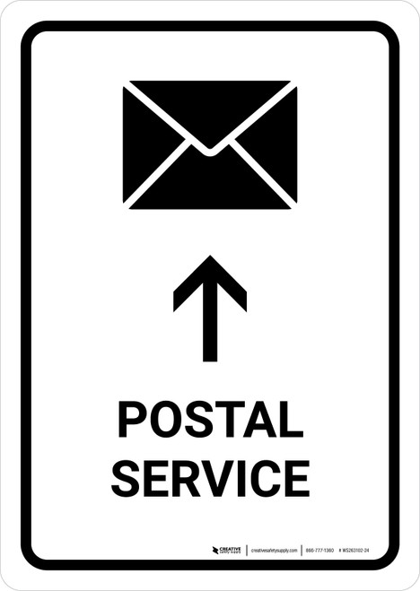 Postal Service With Up Arrow White Portrait - Wall Sign