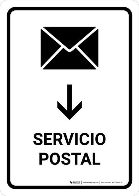 Postal Service With Down Arrow White Spanish Portrait - Wall Sign