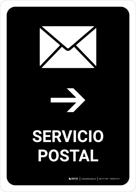 Postal Service With Right Arrow Black Spanish Portrait - Wall Sign