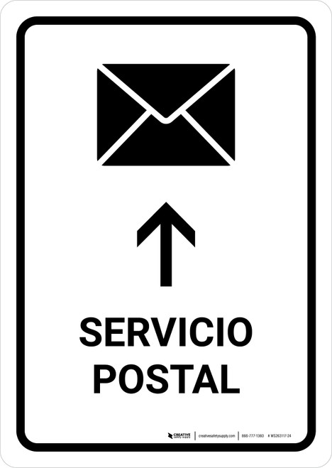 Postal Service With Up Arrow White Spanish Portrait - Wall Sign