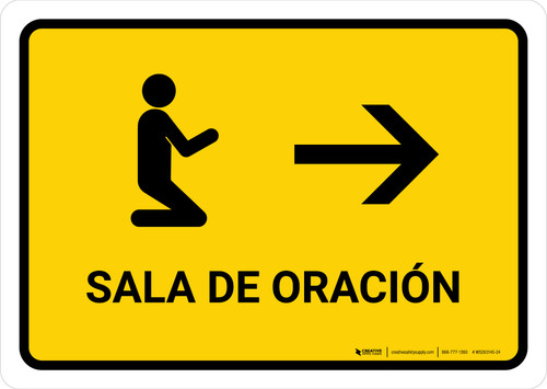 Prayer Room With Right Arrow Yellow Spanish Landscape - Wall Sign