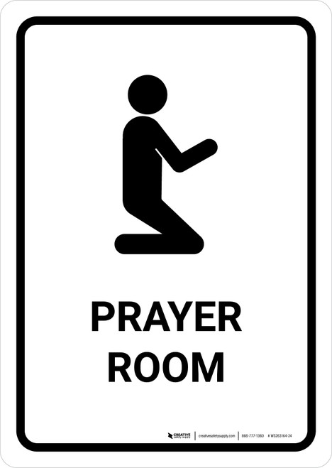 Prayer Room White Portrait - Wall Sign