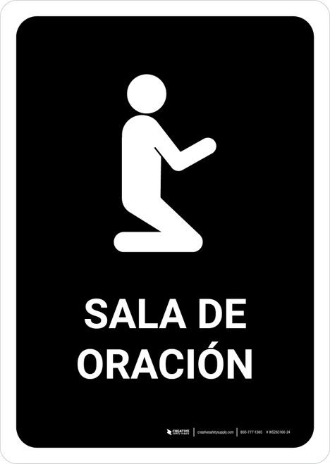 Prayer Room Black Spanish Portrait - Wall Sign