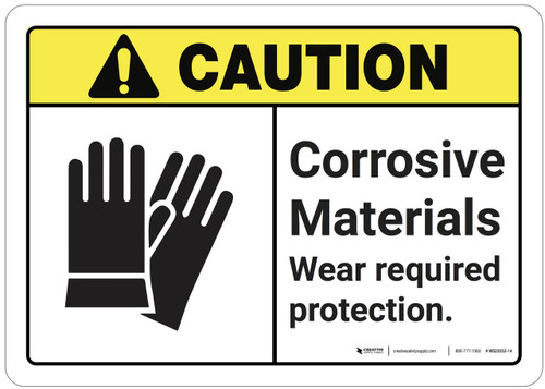 Caution: Corrosive Materials ANSI - Wall Sign