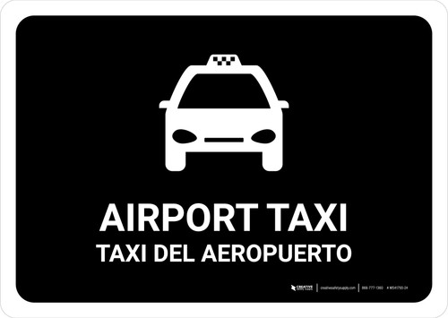 Airport Taxi Black Bilingual Spanish Landscape - Wall Sign