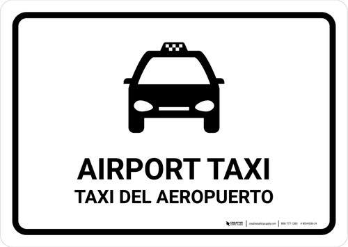 Airport Taxi White Bilingual Spanish Landscape - Wall Sign