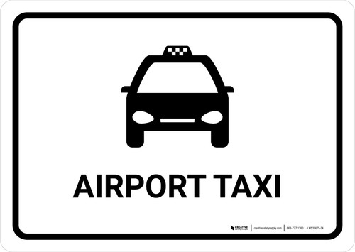 Airport Taxi White Landscape - Wall Sign