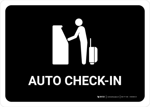 Auto Check In Black Landscape - Wall Sign