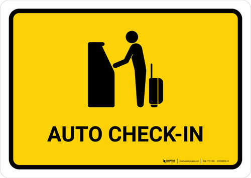 Auto Check In Yellow Landscape - Wall Sign