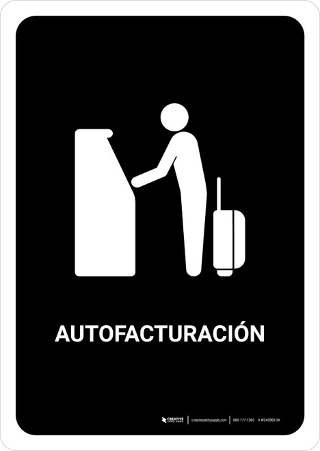 Auto Check In Black Spanish Portrait - Wall Sign