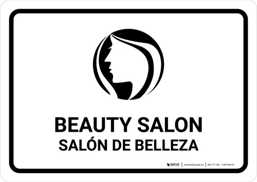 Beauty Salon White Bilingual Spanish Landscape - Wall Sign