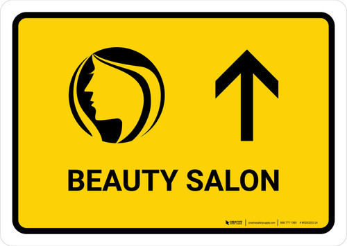 Beauty Salon With Up Arrow Yellow Landscape - Wall Sign