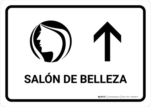 Beauty Salon With Up Arrow White Spanish Landscape - Wall Sign