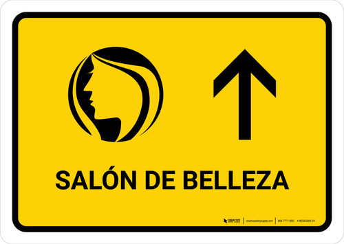 Beauty Salon With Up Arrow Yellow Spanish Landscape - Wall Sign