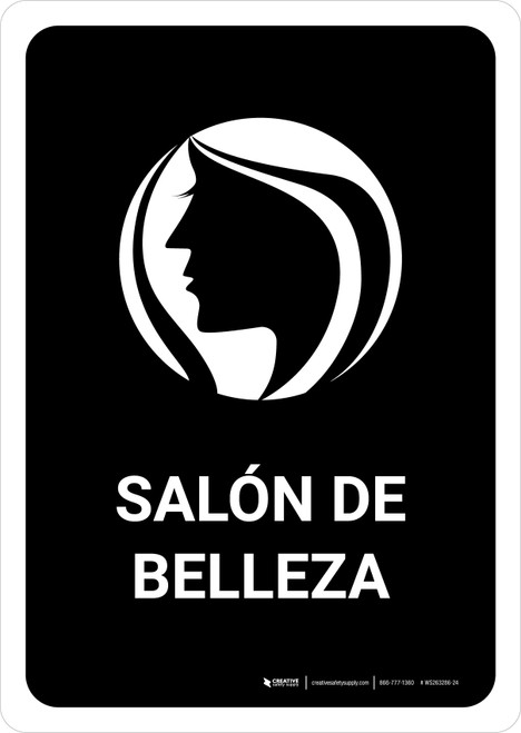 Beauty Salon Black Spanish Portrait - Wall Sign