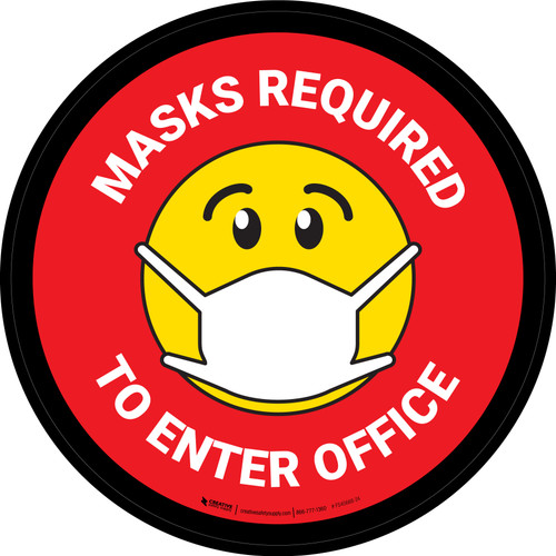 Masks Required To Enter Office Red Circular - Floor Sign