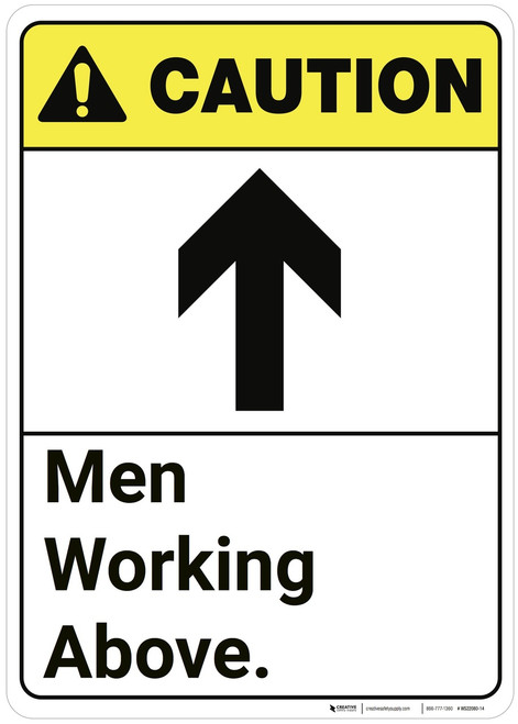 Caution: Men Working Above ANSI - Wall Sign