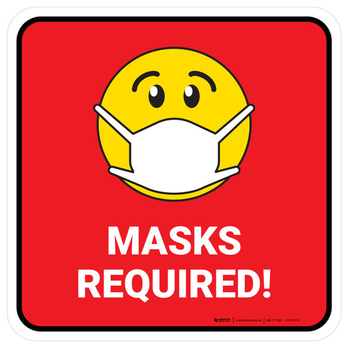 Masks Required Red Square - Floor Sign