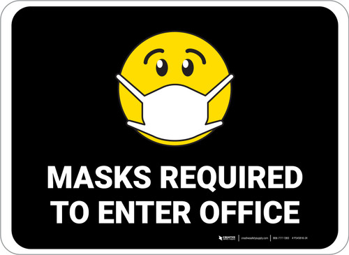 Masks Required To Enter Office Black Rectangular - Floor Sign