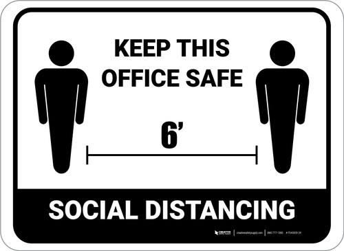 Social Distancing Keep This Office Safe White Rectangular - Floor Sign
