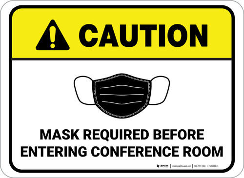 Caution: Mask Required Before Entering Conference Room Rectangular - Floor Sign