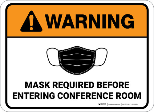 Warning: Mask Required Before Entering Conference Room Rectangular - Floor Sign