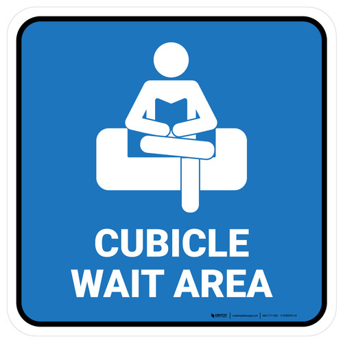 Cubicle Wait Area Blue Square - Floor Sign