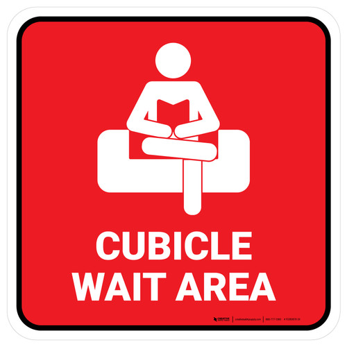 Cubicle Wait Area Red Square - Floor Sign