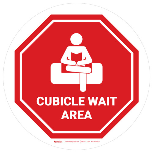 Cubicle Wait Area Stop Circular - Floor Sign