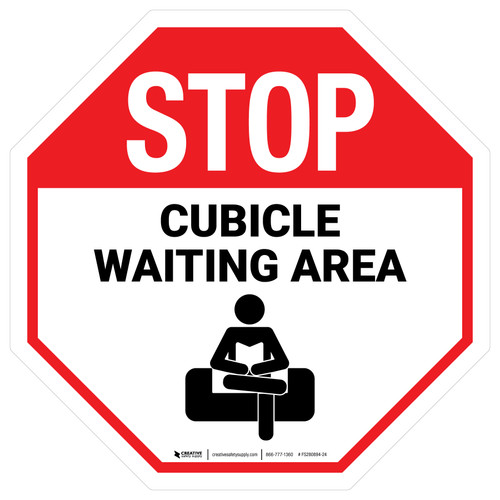 Stop: Cubicle Waiting Area Circular - Floor Sign